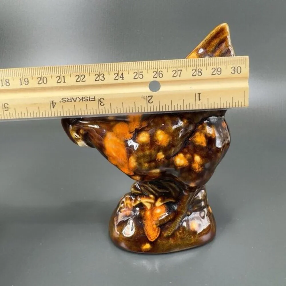 Vintage 1980s Folk Art Hand Glazed Chicken Hen Figurine Decorative Ceramic Decor
